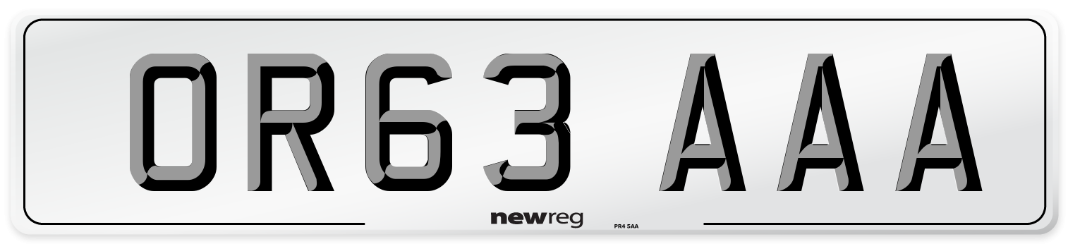 OR63 AAA Number Plate from New Reg